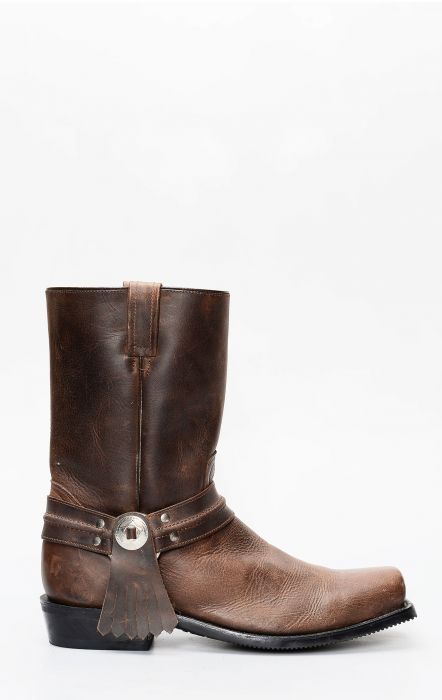 Jalisco biker boots for men in dark brown greasy leather