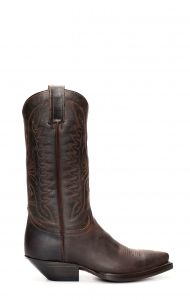 Textured dark brown pointed jalisco boots