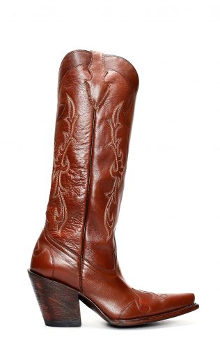 Jalisco boots in young brown leather with high heel and upper