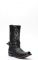 Liberty Black biker boots with square toe and strap and embroidery