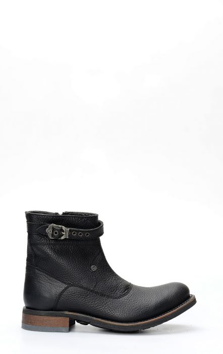 Liberty Black biker boot with black zip