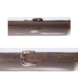 Brown belt with chain inlay