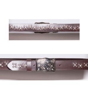 Brown belt with swarovsky, studs and buckle