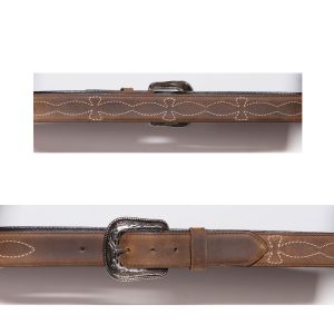 Honey-colored belt with contrasting embroidery