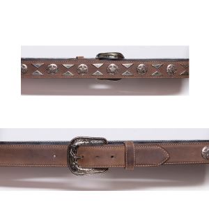 Brown belt with conchos and studs