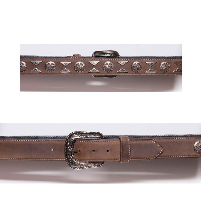 Ceinture marron avec conchos et goujons