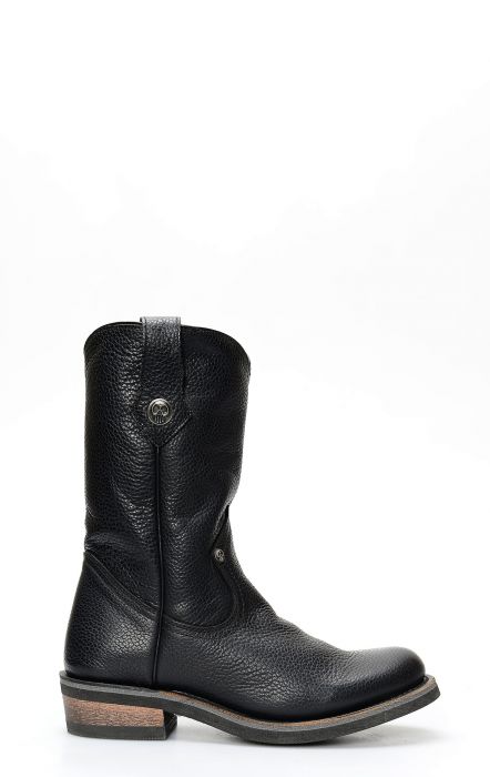 Bottes motard Liberty Black en cuir noir