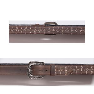 Brown belt with contrasting embroidery