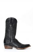 Cuadra boots in ostrich leg leather in glossy black color