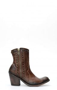 Liberty Black dark brown ankle boot with zipper and studs