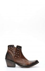 Liberty Black dark brown ankle boot with star studs