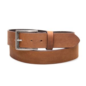 Honey-colored real leather belt with simple finish
