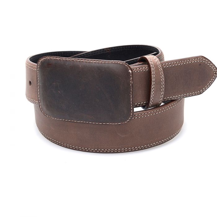 Brown belt with leather buckle