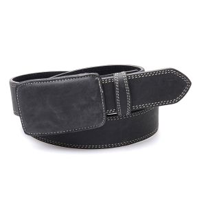 Black belt with leather buckle