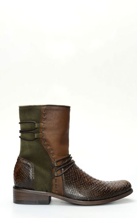 Cuadra bottines en cuir de python couleur miel