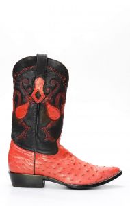 Cuadra Boot en cuir d'épaule d'autruche rouge