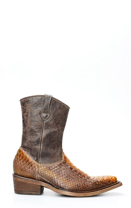 Cuadra bottines en cuir de python marron avec fermeture à glissière