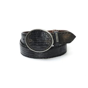 Cintura Cuadra nera in pelle di lucertola