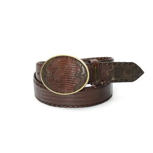 Ceinture Cuadra marron en peau de lézard avec boucle