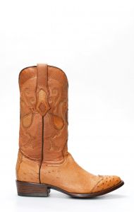 Cuadra boots in honey ostrich belly with toe in shoulder