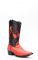 Red Cuadra ostrich boots belly skin with toe on shoulder