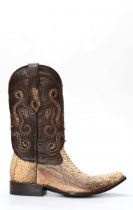 Stivali Texani Cuadra in pelle di pitone color paglia