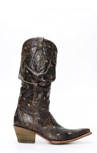 Stivali Texani Frida by Cuadra marrone con pieghe sul gambale
