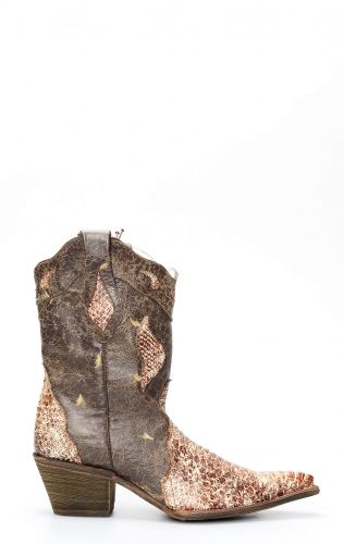 Frida by Cuadra boots in aged brown python leather