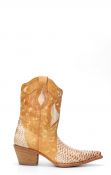 Stivali Texani Frida by Cuadra color paglia in pelle di pitone