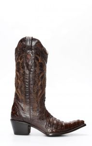 Cuadra Boots by Frida in dark brown crocodile leather