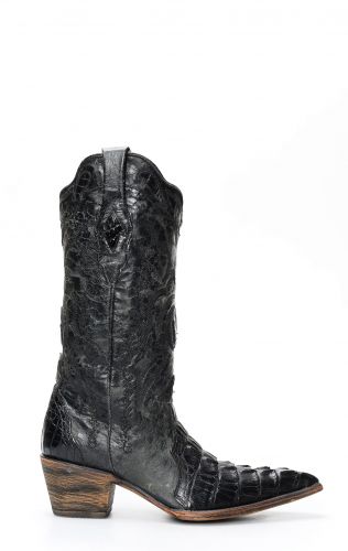 Cuadra by Frida boots in black crocodile leather