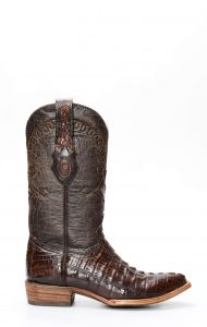 Cuadra Boots en cuir de crocodile brun foncé