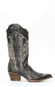 Stivali Texani Frida by Cuadra in pelle spazzolata nera e grigia