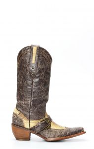 Bottes Frida by Cuadra en cuir marron à jambe d'autruche