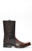 Cuadra boots with zipper in brown crocodile belly skin