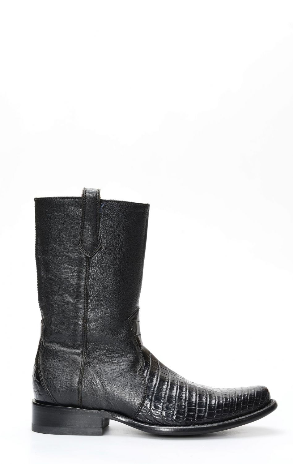 Cuadra boots with zipper in black crocodile belly skin | CLMOBYS4MOBYNE