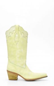 Stivali Texani Frida by Cuadra in pelle color verde chiaro