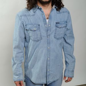 Chemise wrangler en coton bleu marine