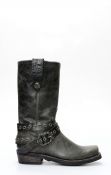 Black Liberty boots in black leather with strap and square toe