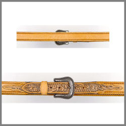 Yellow Jalisco belt with floral embroidery