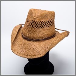 Shady Brady brown hat with chin strap and perforated crown