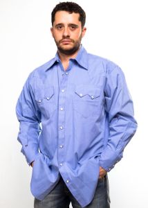 Camicia western Rockmount uomo azzurra