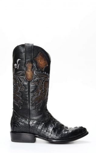 Cuadra men's boots in black crocodile and soft toe