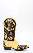 Stivali Texani della collezione Pineda Covalin floreali su base gialla