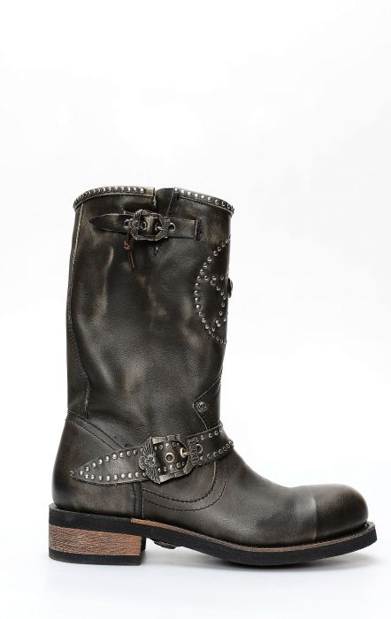 Bottes Liberty Black en cuir brossé avec broderies