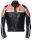 Black SBJ leather jacket with orange shoulders