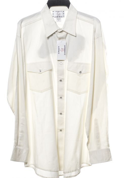 Camicia western by crazy cowboy bianca con logo sulla spalla