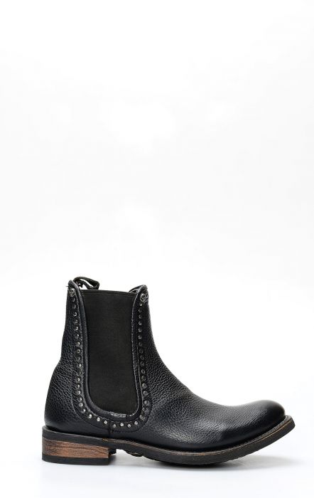 Liberty Black biker boot with black elastic